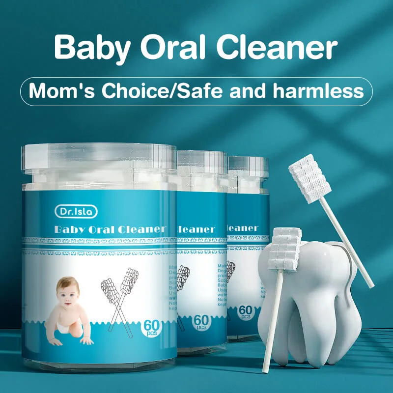 MAMIJOY 60 uds palo de limpieza bucal para bebé limpiador desechable leche dientes gasa cepillo de dientes lavado de lengua de bebé para cuidado bucal de recién nacido