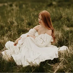 Vestido de maternidad bohemio de lino y algodón para sesión fotos