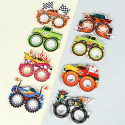 Gafas de papel con tema de camión monstruo, decoración para fiesta de feliz cumpleaños, niños y niños, suministros para fiesta de cumpleaños con tema de camión monstruo, 8 Uds.