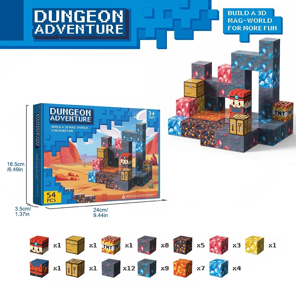 DIY cubo mágico magnético hielo y nieve mundo mazmorra aventura aventura en la jungla bloques de construcción magnéticos rompecabezas para niños juguete - imagen 5