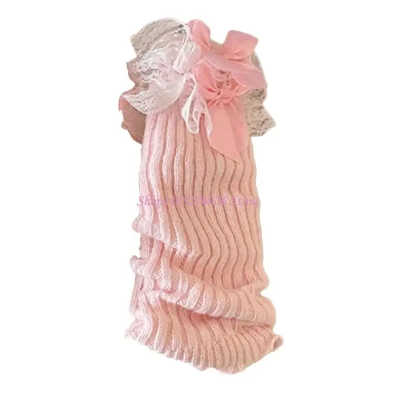 R6FD Fashion Lace Bows Warmers pierna Vestidos calcetines para chicas UNIFORMA DEL UNIFOR - imagen 4