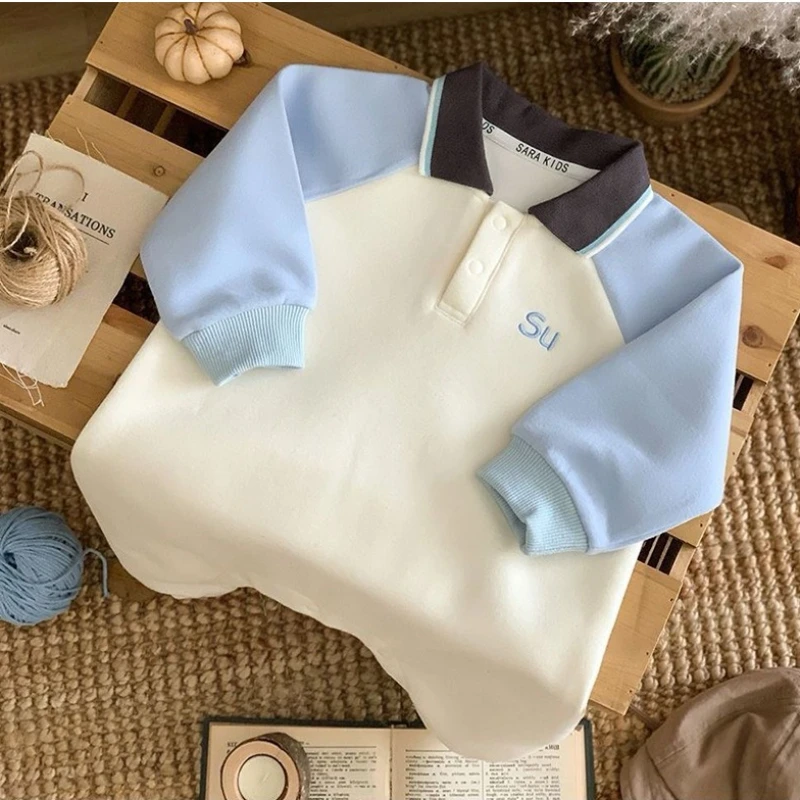 Pelele tipo Polo con solapa para bebé, Unisex, para otoño, Bordado de letras infantiles, ropa bonita para orugas, mono de Halloween de manga larga para niñas y niños - imagen 3