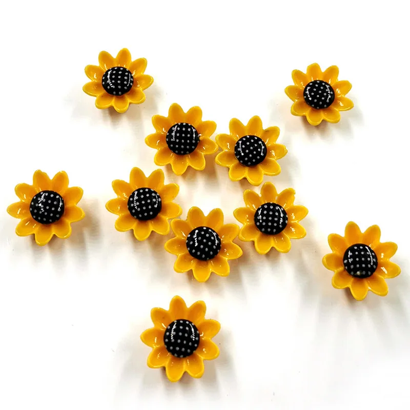 10 Uds. Imanes de girasol para nevera, imán de flor amarilla, pizarra blanca, mensaje para nevera, pegatina de poste, decoración de resina para el hogar y la cocina - imagen 3