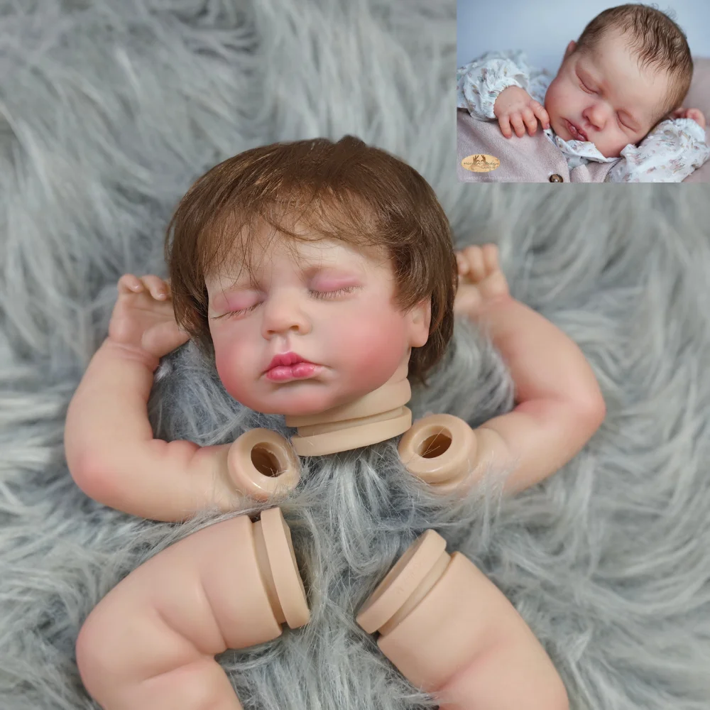 LouLou-Kit de muñeco realista pintado de 20 pulgadas, con pelo enraizado a mano, piel pintada en 3D, sin montar, piezas de vinilo hechas a mano
