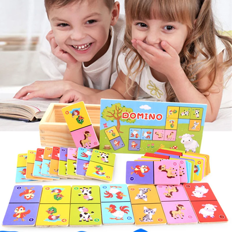 Dominó Montessori de animales – Puzzle educativo de madera