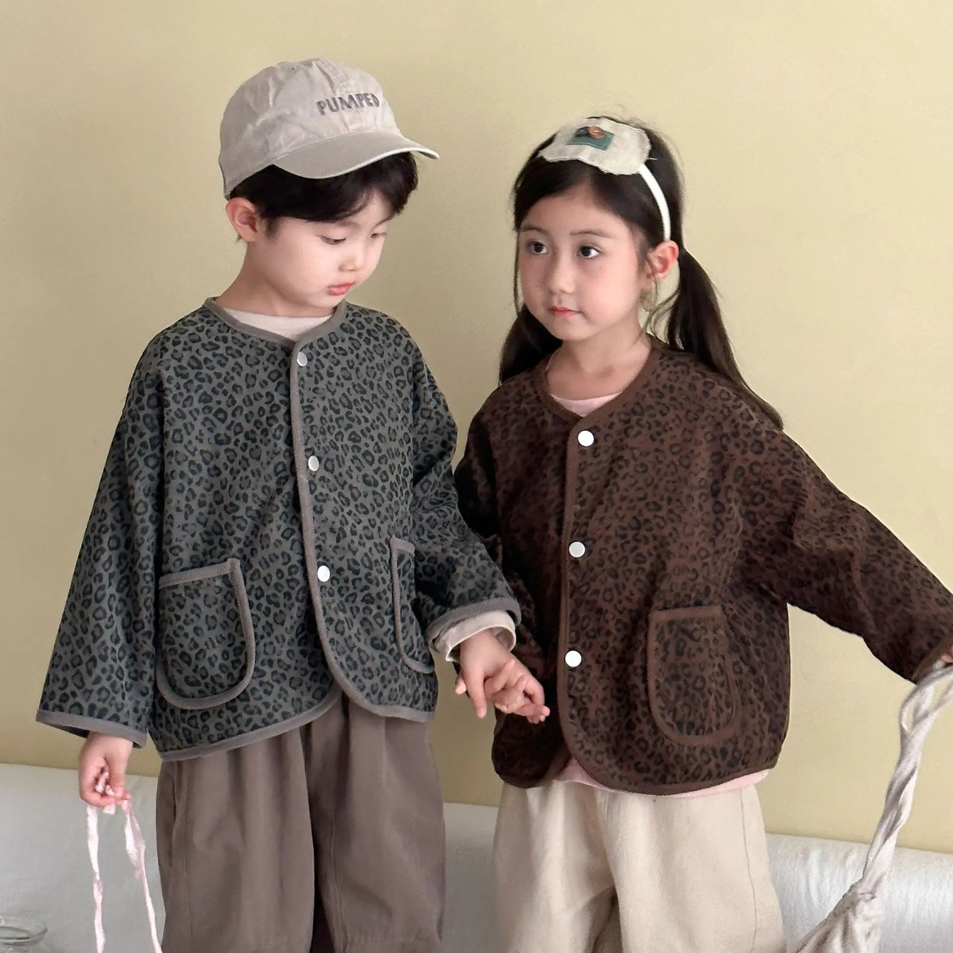 Otoño nuevos niños abrigo de manga larga moda bebés cárdigan con estampado de leopardo niñas chaqueta de pana Casual ropa para niños - imagen 5