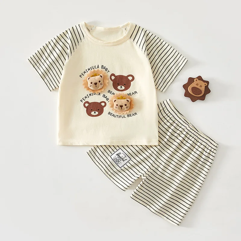 Conjunto bebé verano algodón puro – dos piezas camiseta y short - imagen 4
