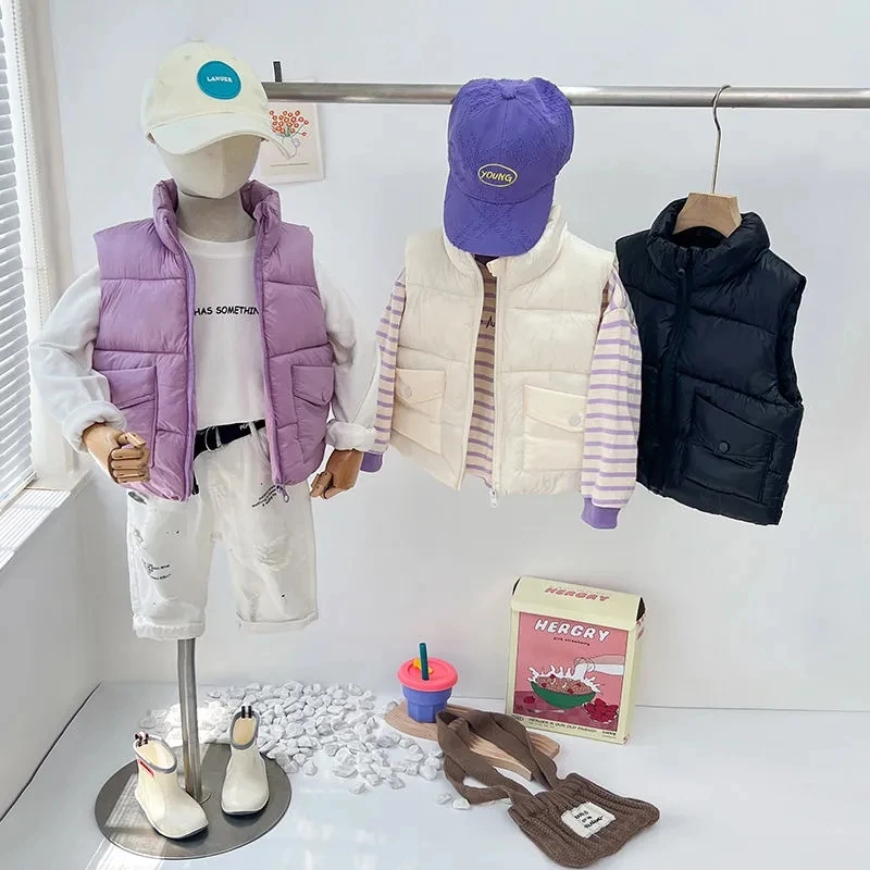 Chaleco de algodón con cuello alto para niños y niñas invierno