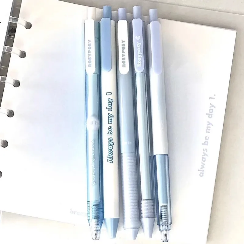 Bolígrafo de Gel de serie de colores degradados, bolígrafo de Gel de papelería de Color degradado a la moda, 0,5mm, negro, suministros de escritura para bolígrafo para álbum de recortes, 5 uds. - imagen 5