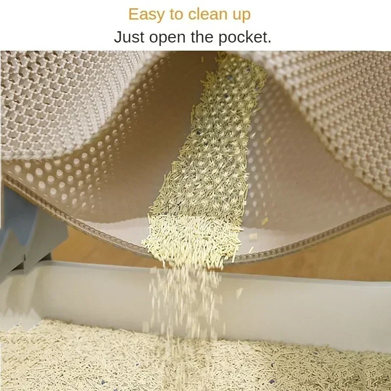 Hot! Double layer filtered cat litter cat pad washable oversized EVA splash proof pad convenient and easy to clean pet supplies - imagen 4