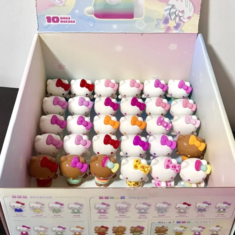 Nueva caja ciega de la serie Hello Kitty Summer Rainbow Candy, Mini figuras de acción Kawaii, decoración, bolsas sorpresa, adornos, regalos coleccionables - imagen 3