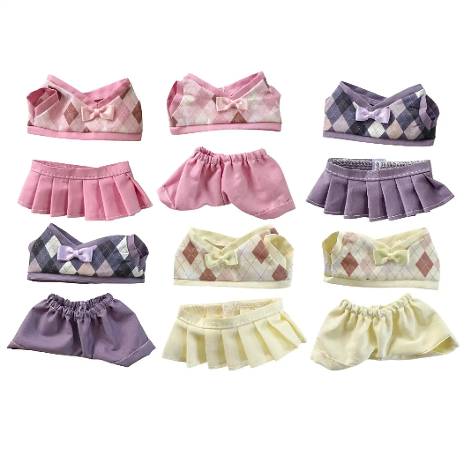 2Pcs Doll Outfit Set for 17cm Plush Toy with Detachable Accessories