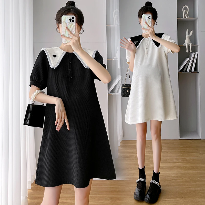 868 #   Vestido de maternidad de moda coreana de verano, ropa holgada de línea A bonita y dulce para mujeres embarazadas, ropa informal para embarazo - imagen 3