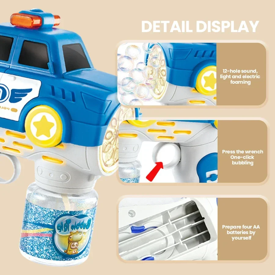 Coche de burbujas eléctrico de policía para niños - imagen 3