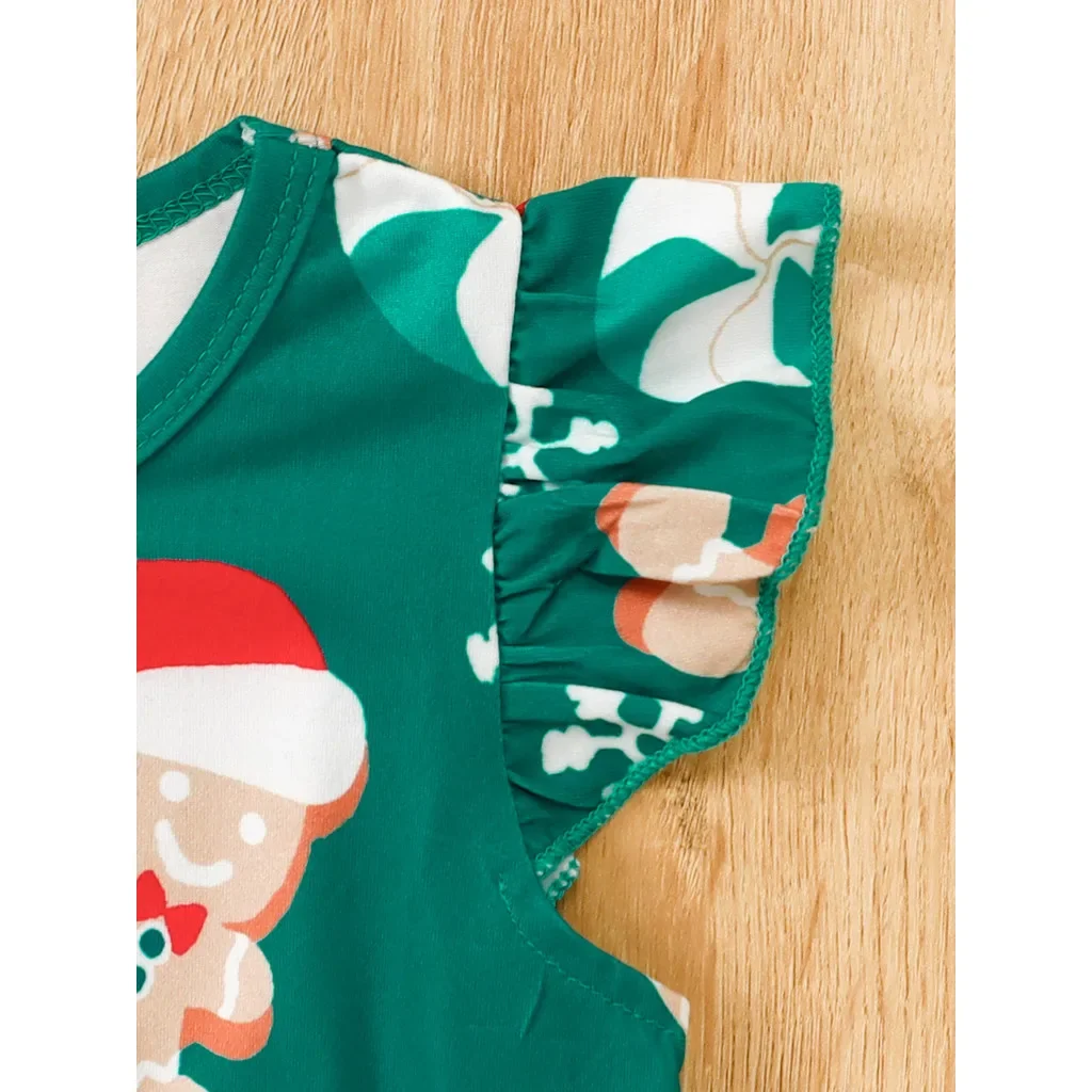 Vestido de Navidad para niña de 4 a 7 años, falda con estampado de Papá Noel sin mangas con volantes, trajes de fiesta para Festival infantil de estilo festivo a la moda - imagen 5