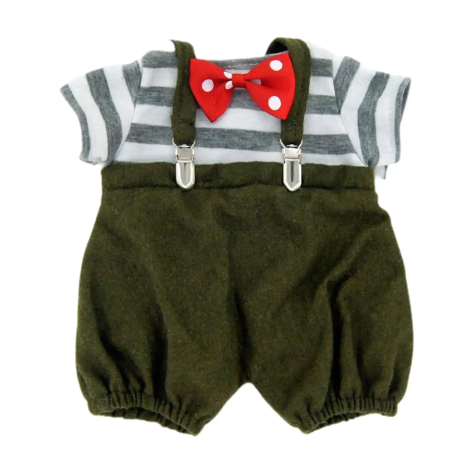 3x Doll Suspender Pants And T Shirt Bow Tie Outfits, Miniature Clothes for 15 Inch Dolls, Birthday Gifts, Thanksgiving Gifts