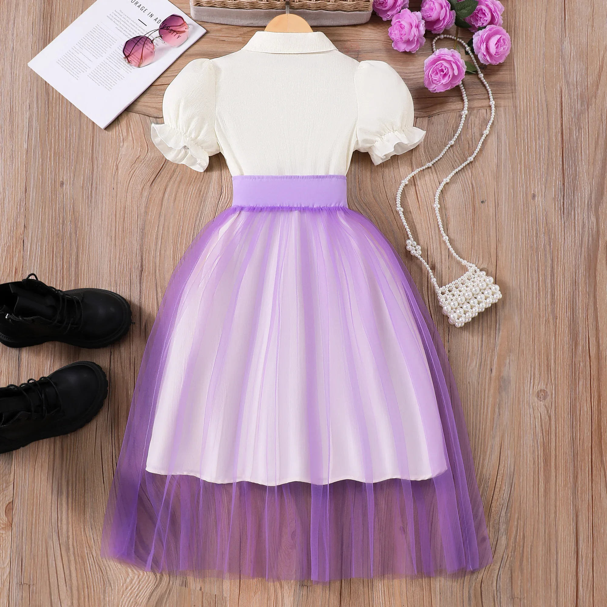 Vestido veraniego retro morado para niña – Ideal en fiestas - imagen 3