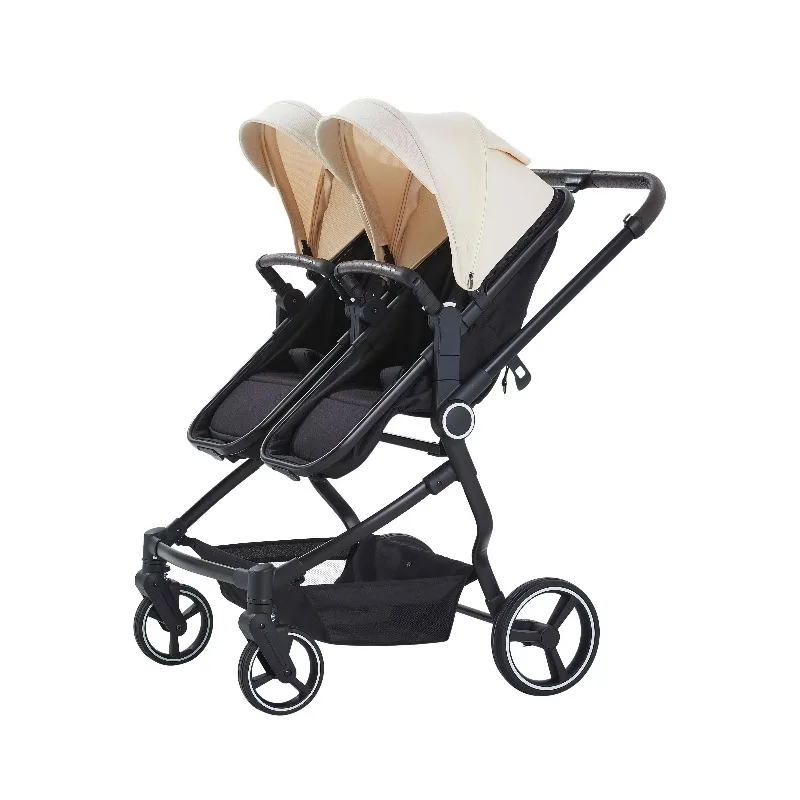 Cochecito gemelar plegable – Asientos elevados para bebés