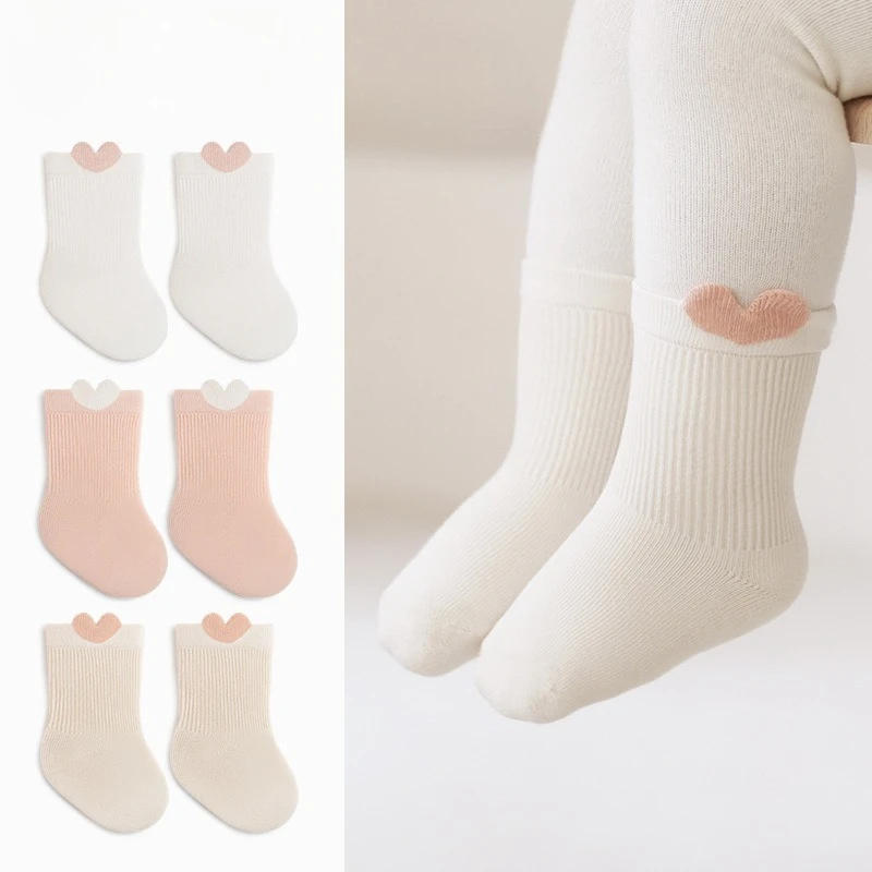 3 pares de calcetines de algodón para bebés recién nacidos, calcetines suaves y sólidos para niños y niñas, calcetines antideslizantes de Color sólido a la moda para niños