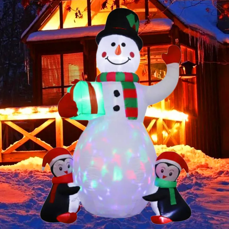 Adorno inflable de Navidad pingüino con luces LED para exterior - imagen 4