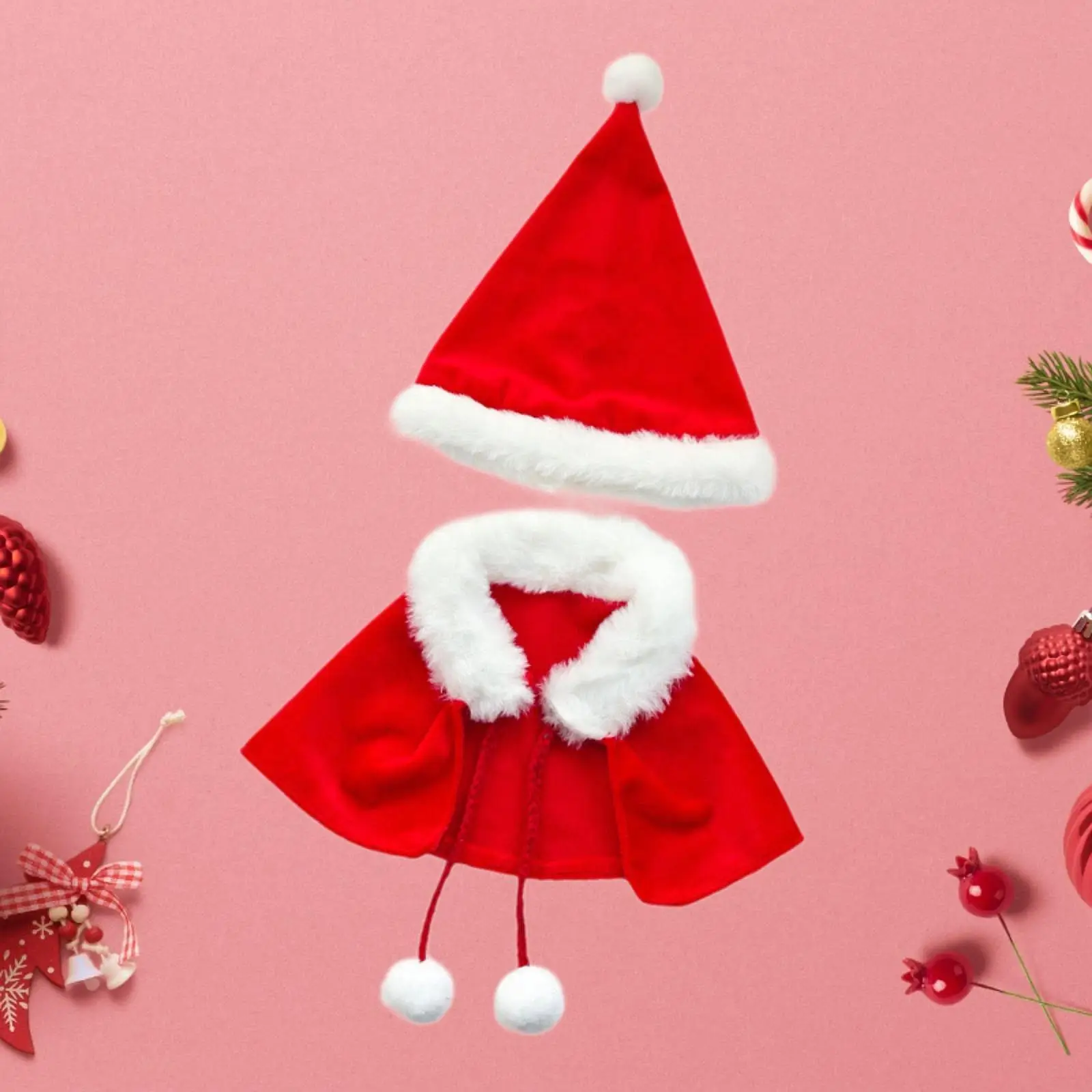 2 uds muñecas de moda capa y sombrero de Navidad accesorios de ropa en miniatura disfraz para - imagen 3