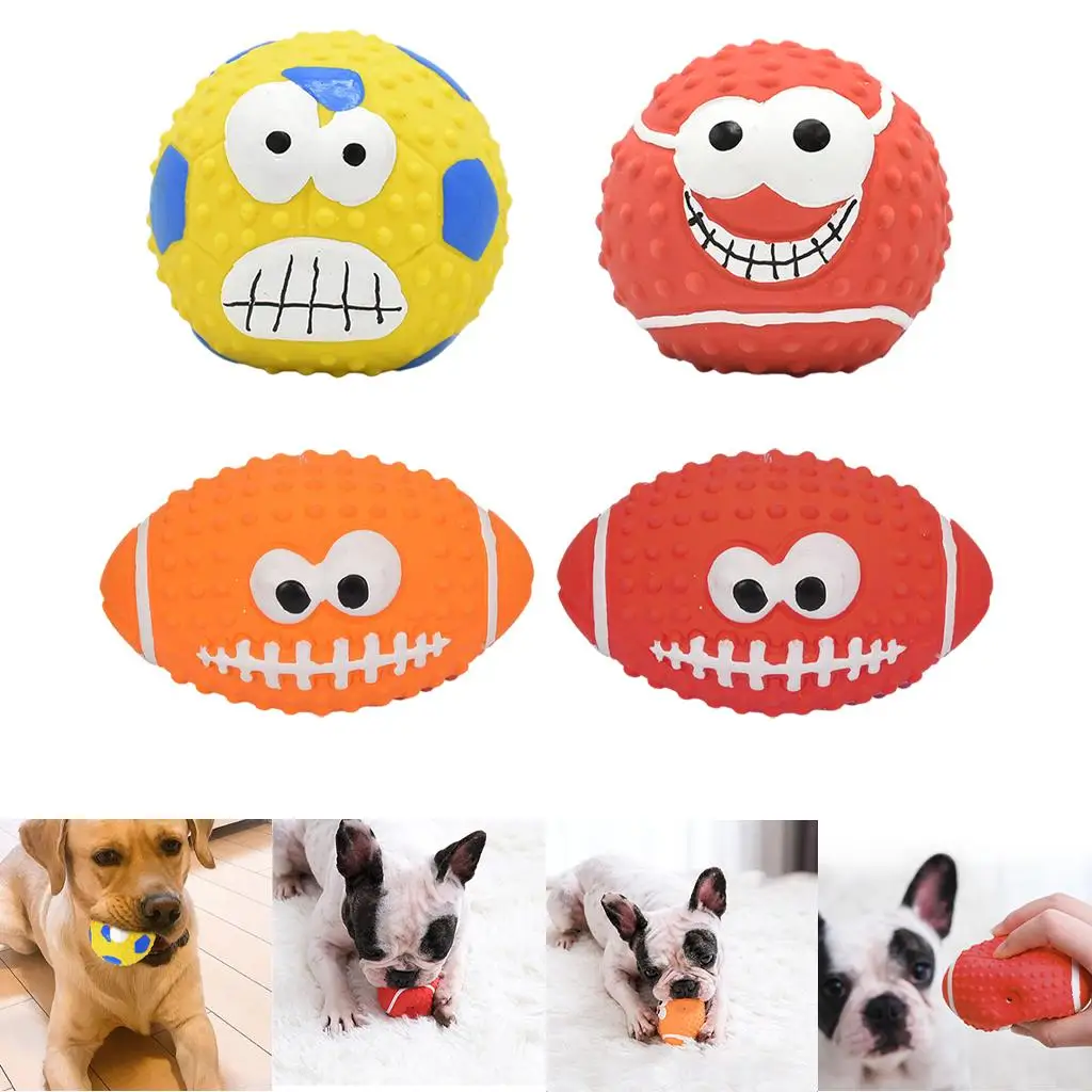 Juguete para masticar perros con pelota chirriante de goma - imagen 4