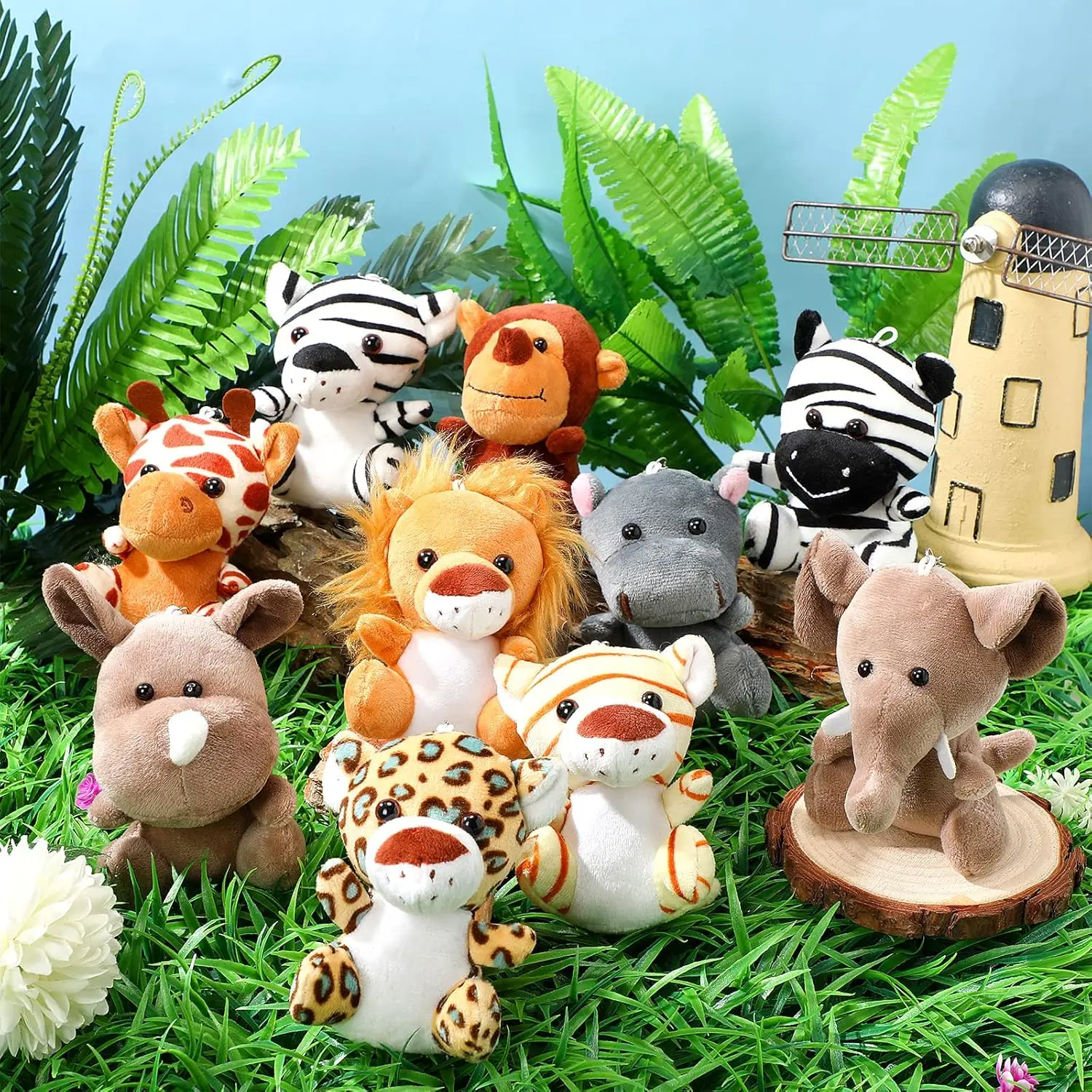 Peluches mini animales del bosque – León, Tigre, elefante y jirafa - imagen 5
