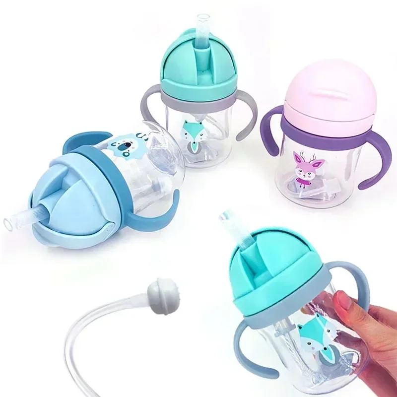 Vaso de silicona antigoteo con pajita y asa para bebé - imagen 4
