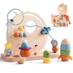 Juguetes Montessori de madera – Aviones y planetas para bebés