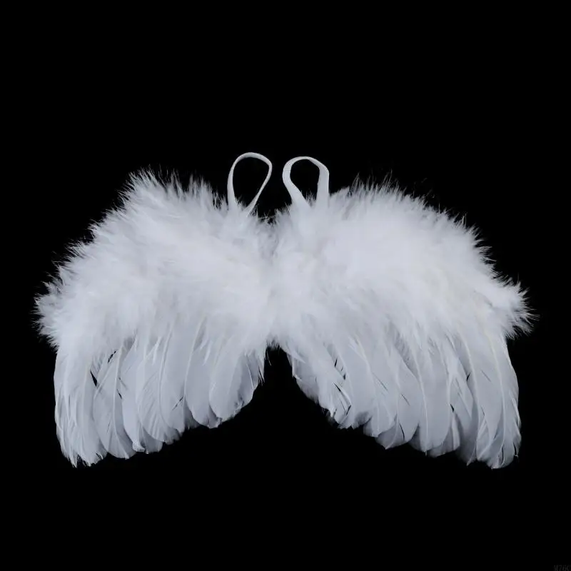 2 unids/lote de alas de plumas de Ángel para bebé recién nacido con diadema, traje infantil, accesorios para fotos, disfraz de Halloween Unisex - imagen 5
