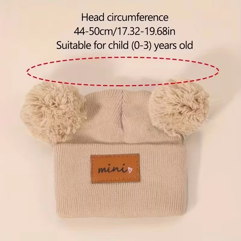 Gorro de punto con pompón suave para bebé cálido invierno 0-3 años - imagen 3