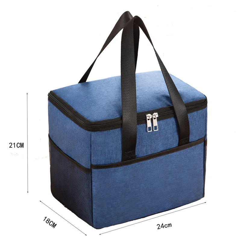 Bolsa de Picnic con aislamiento térmico, bolsa de almacenamiento de alimentos para el almuerzo de gran capacidad, bolsillo exterior, tela Oxford, bolsas impermeables para fiambrera - imagen 5