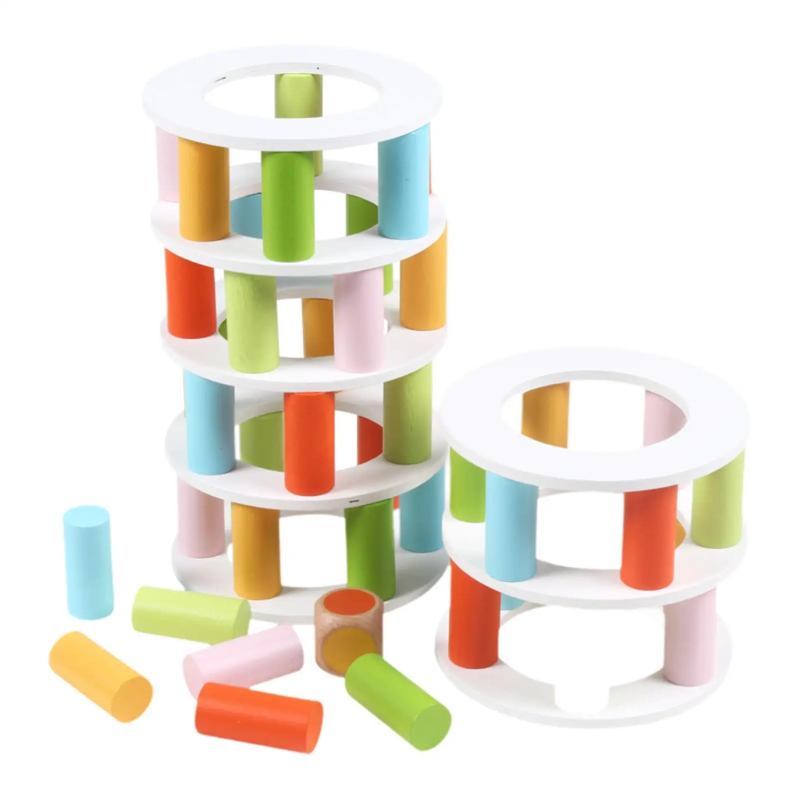Toppling Leaning Tower Toy Wooden Tumble Tower for Adults Kids Boys Girls