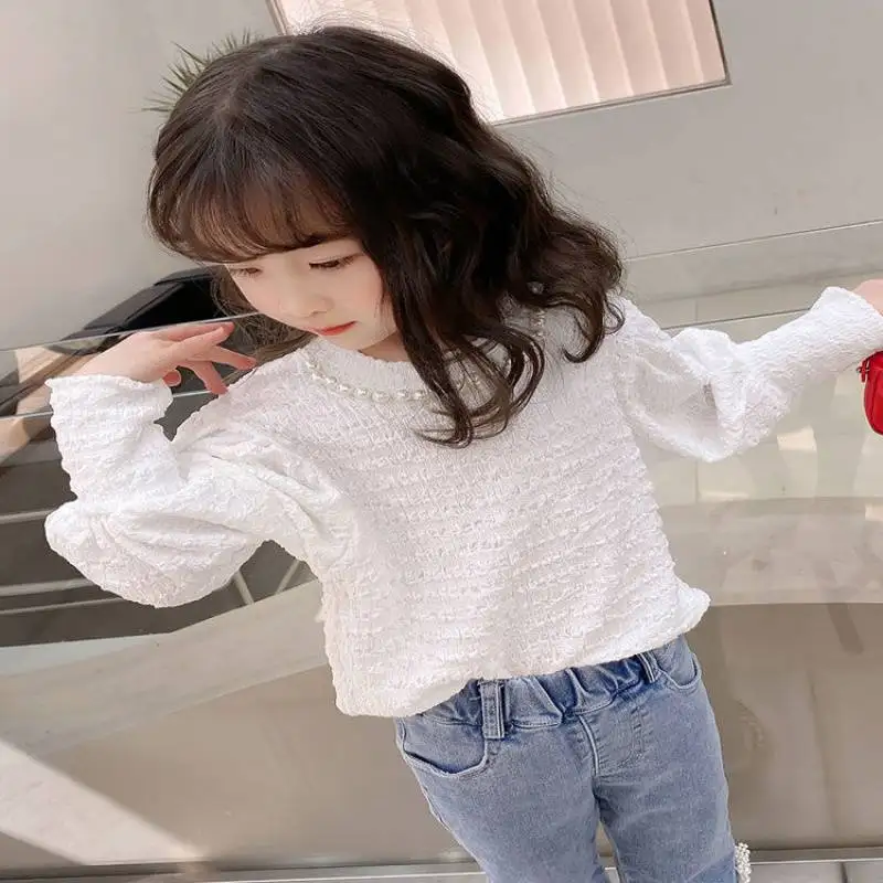 Blusa de princesa para niñas, camisas de manga larga para niños pequeños, ropa para bebés, Tops con cuentas infantiles, primavera y otoño - imagen 3