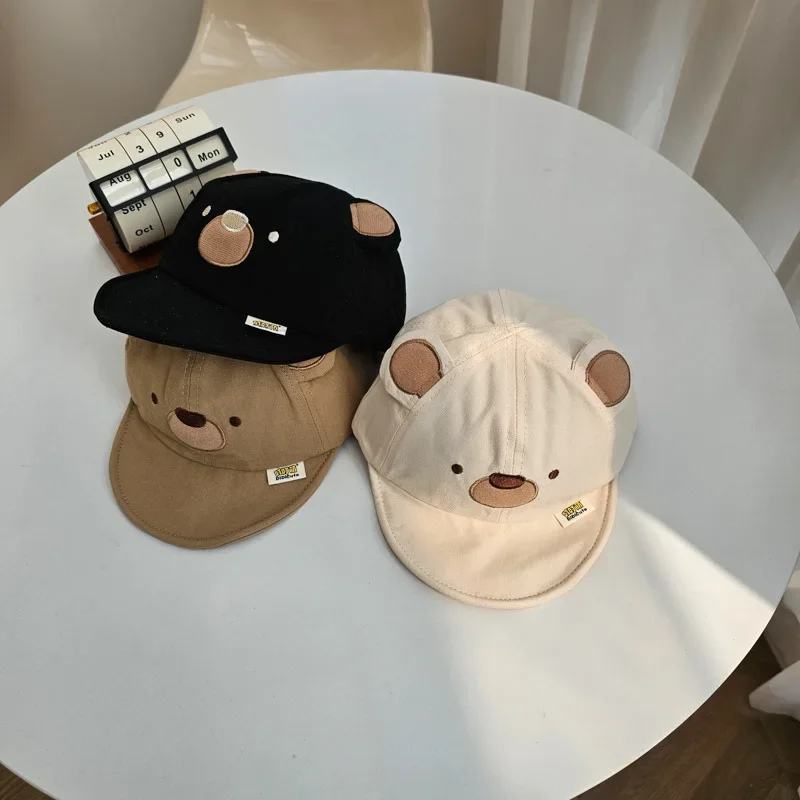 Gorra de béisbol deportiva para niños, gorra sencilla con pico de oso de dibujos animados para niños pequeños, sombrilla de viaje, accesorios de fotografía para bebés - imagen 2
