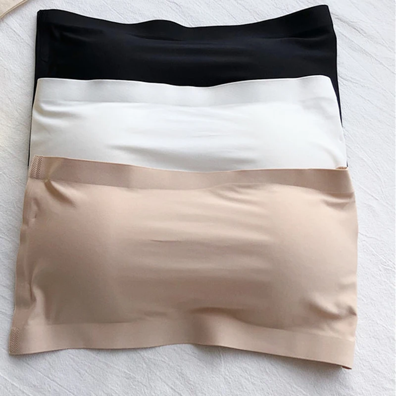 Tops de tubo de una pieza sin costuras para mujer, almohadillas extraíbles, íntimos básicos, negro/blanco/Piel, sujetador sin tirantes, lencería Sexy Bandeau - imagen 2