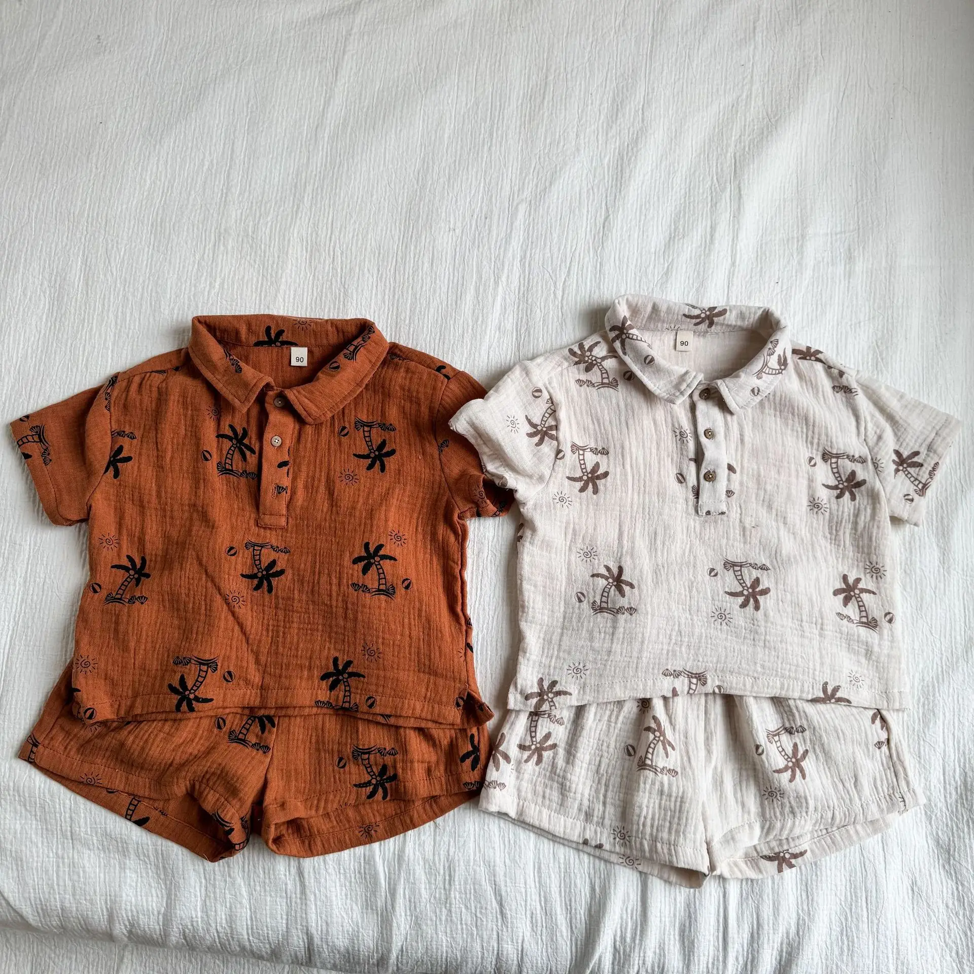 Conjunto verano 2026 niños camiseta con pantalón corto lino y algodón - imagen 2