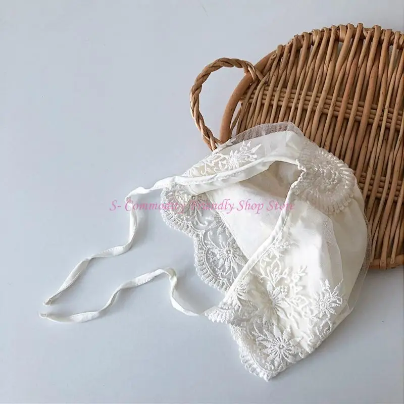 85ae infante bebé lindo sombrero con flores bordado encaje algodón solar algodón suave - imagen 5