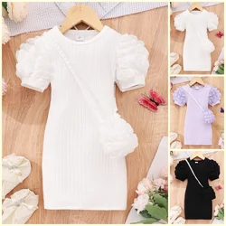 Vestido midi ajustado manga corta niña verano