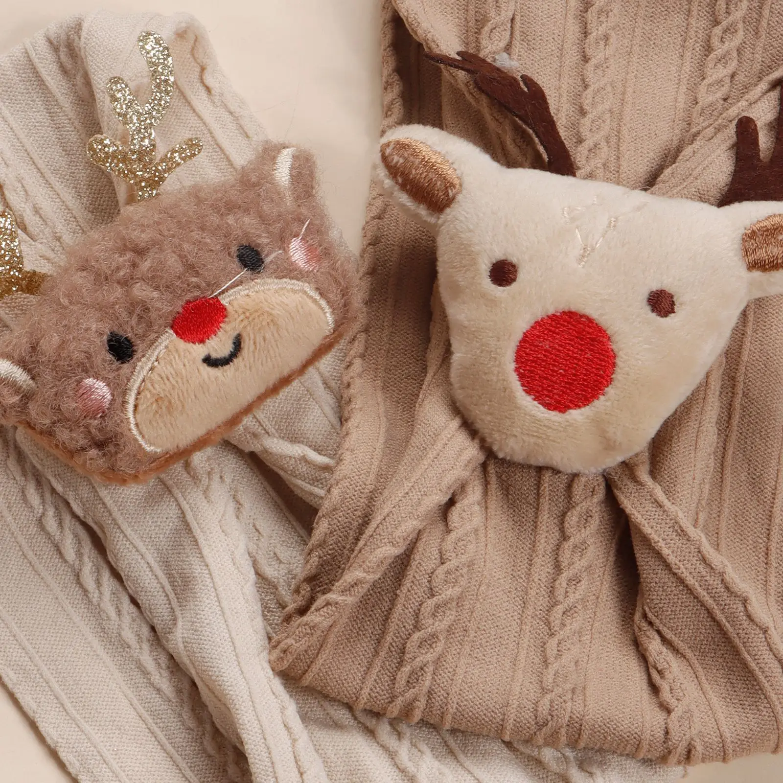 Diadema suave para niñas recién nacidas, bonito gorro de dibujos animados de muñeco de nieve y alce, turbante para la cabeza, gorro para bebés y niños, elemento de Papá Noel - imagen 3