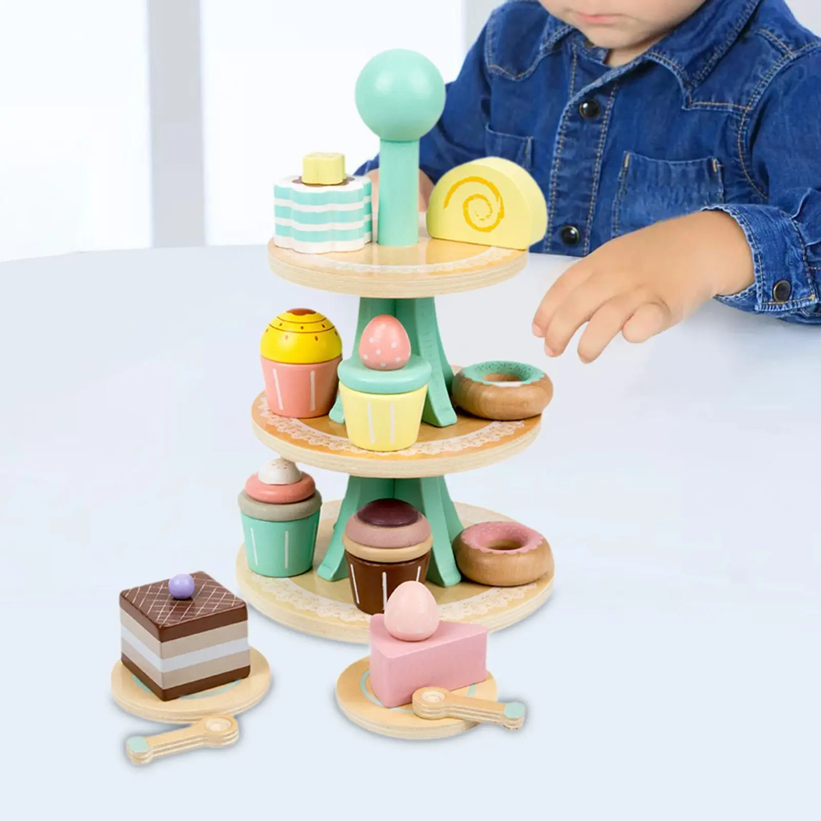 Wooden Tea Party Set Food Kitchen Accessories for Kids 2 3 4 5 6 Year Old