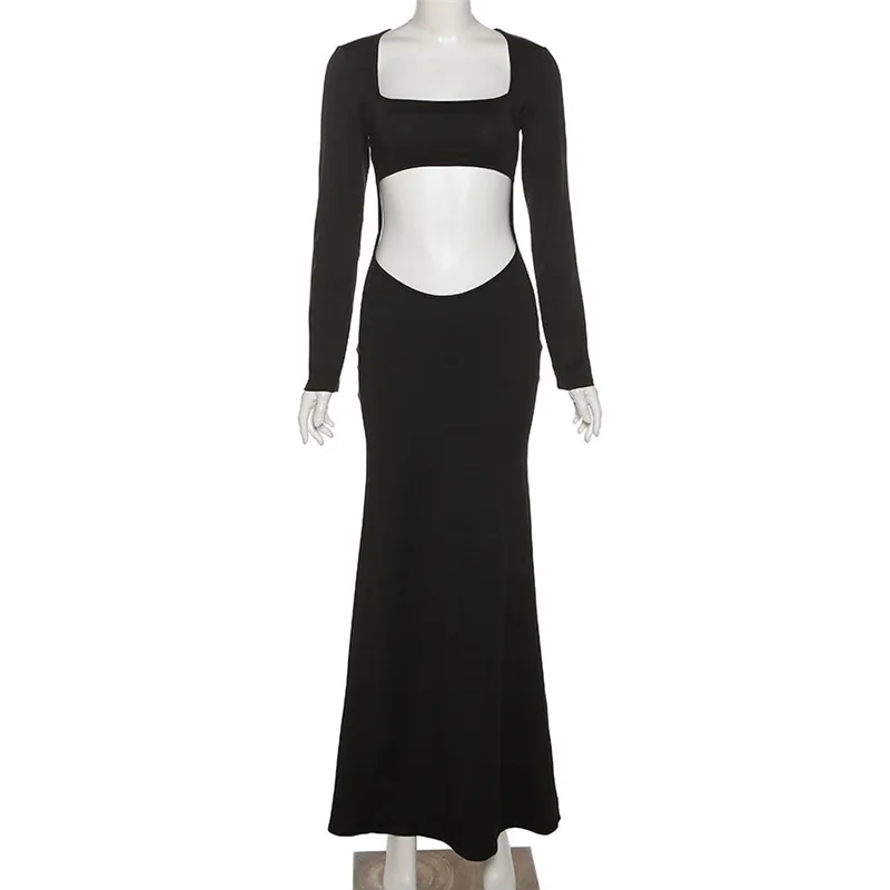 Nuevos vestidos de maternidad para sesión de fotos negro de manga larga sin espalda vestido Maxi para embarazo fotografía de fiesta de boda ropa para embarazadas - imagen 5