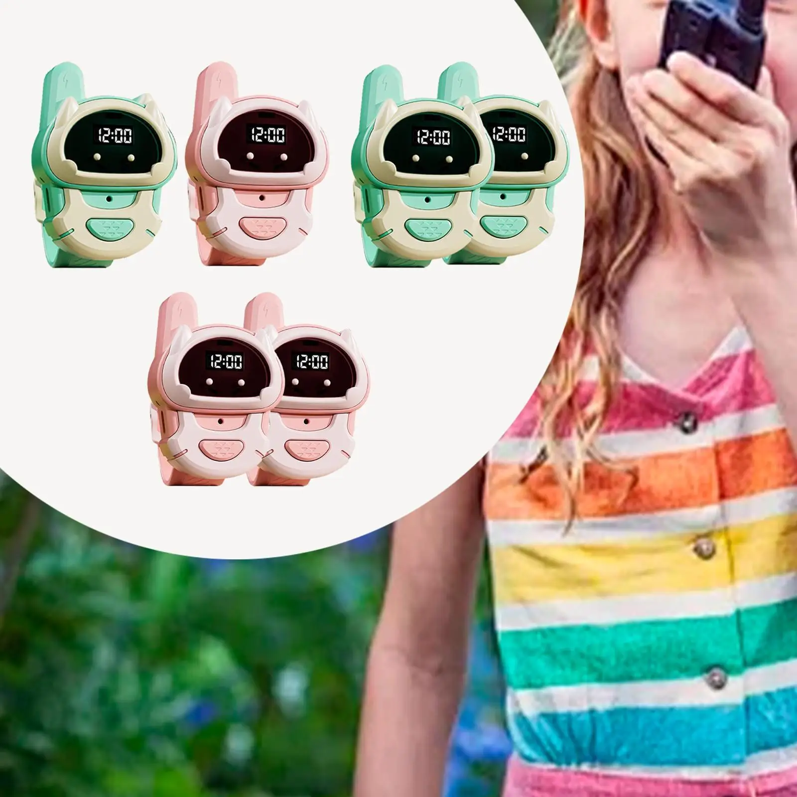 2 Pieces Kids Walkie Talkie with Lanyard Interactive Toy Party Favor Multiuse for Games Hiking Outdoor Activities Boys Girls