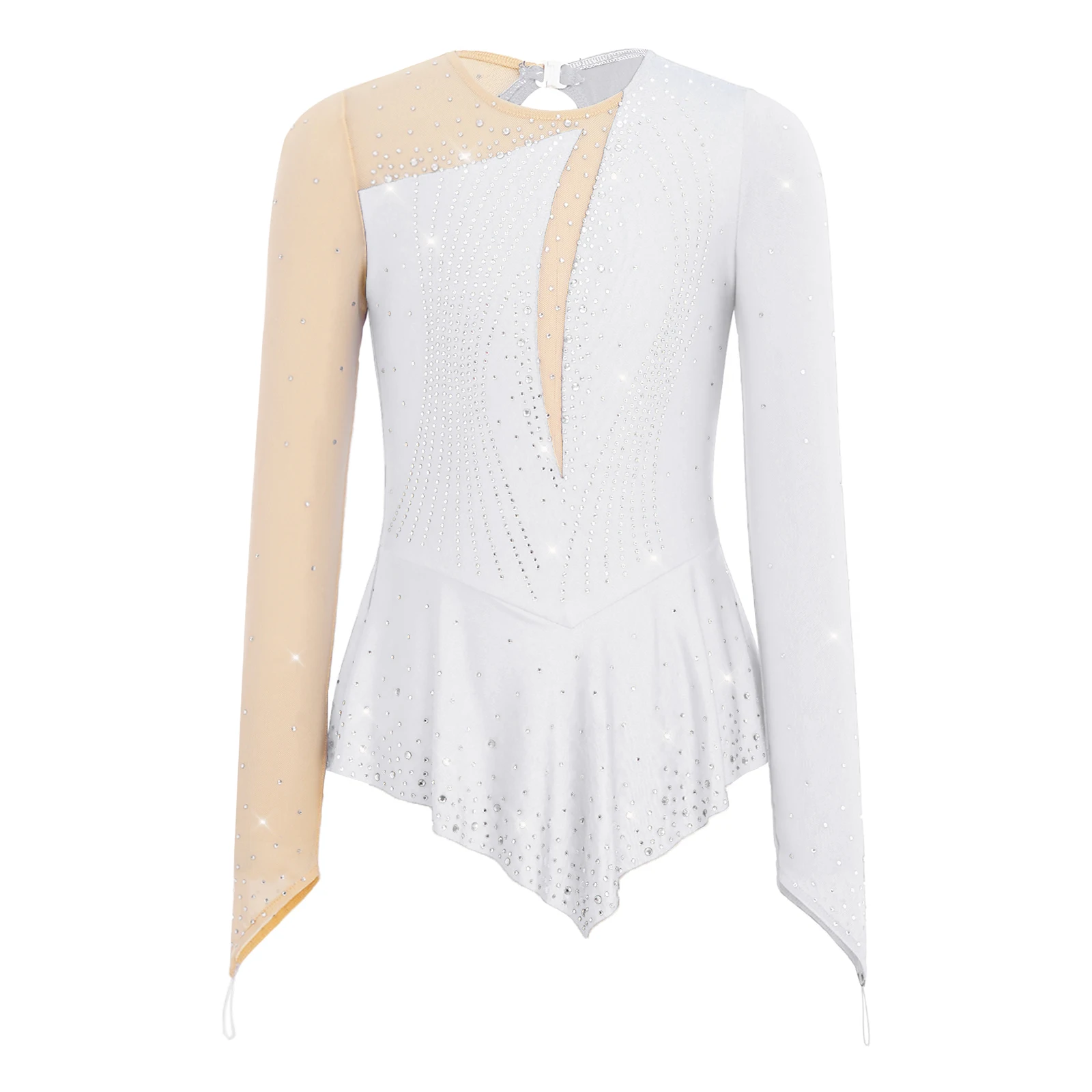 Vestido de patinaje artístico para niña con pedrería brillante - imagen 3