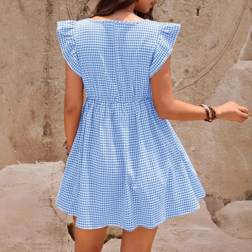 Nuevo vestido de maternidad, ropa de verano, pantalón corto informal de manga acampanada, vestido cómodo con cuello cuadrado para mujeres embarazadas - imagen 5