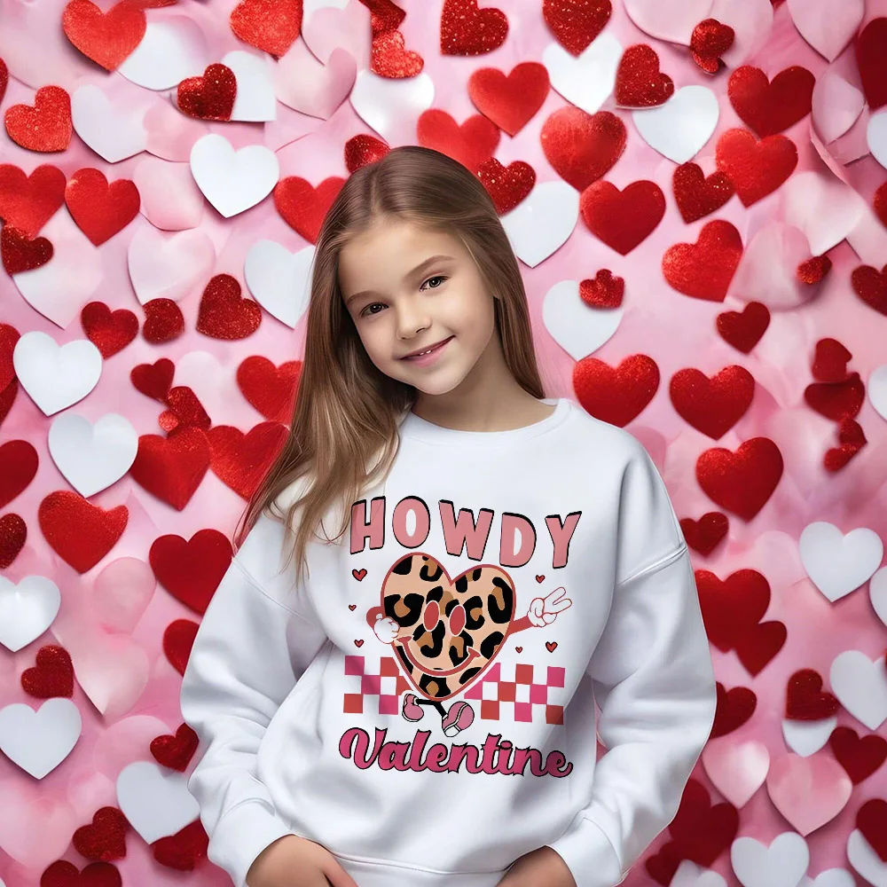 Sudaderas con estampado de San Valentín para niños, ropa para niña y niño, jersey de cuello redondo para el Día de San Valentín, regalos superiores, trajes de invierno para chico