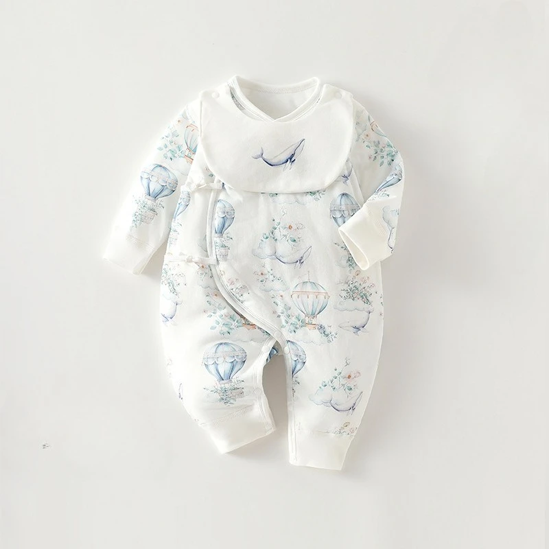 Mono de manga larga con babero de algodón para bebé – Otoño e invierno - imagen 5
