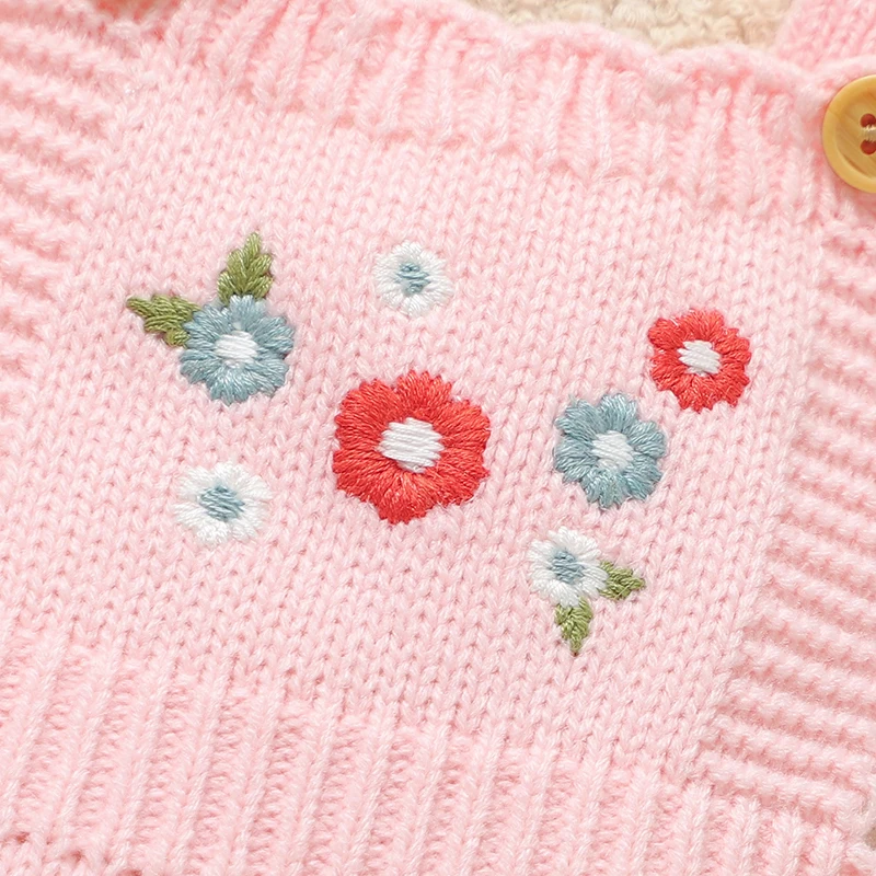 Peleles florales rosas para niña, monos tejidos sin mangas con tirantes para recién nacido, prendas de vestir de una pieza para niño de 0 a 9m, monos, ropa - imagen 4