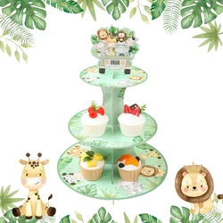 Exhibidor porta-cupcakes safari para fiestas infantiles