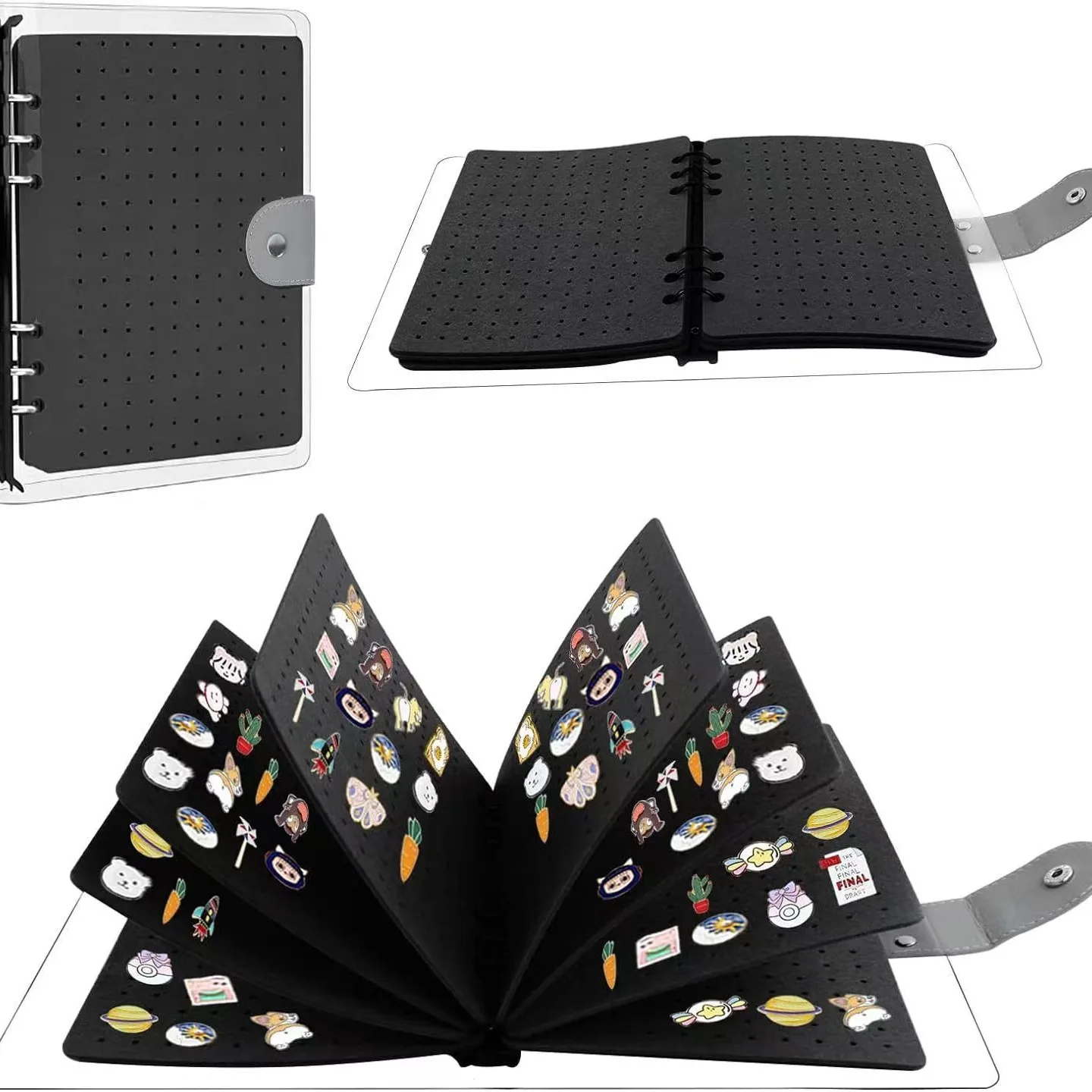 Organizador de fieltro para broches e insignias de colección